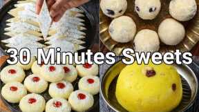 4 indian sweets recipes in just 30 mins for festival celebrations | quick & easy dessert recipes