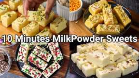 10 Mins Indian Milk Sweets Recipes | 4 Quick & Easy Milk Desserts Recipes | Milk based Recipes