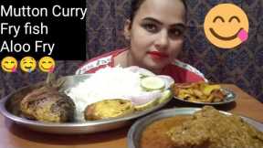 ASMR🔥 Mutton Curry|Fish Fry|Basmati rice|Aloo Fry|#desi food #indian Food  #royal spicy food 🔥🤤😋