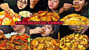 ASMR EATING SPICY POACH EGG CURRY WITH RICE | INDIAN FOOD MUKBANG |Foodie India|