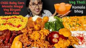 Eating Maggi, Chilli babycorn, Palak Paneer, Veg Biryani | Big Bites | Mukbang | Asmr Eating