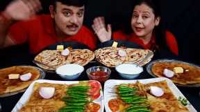 SPICY🔥🌶 PARATHA EATING CHALLENGE| EATING ALOO MUGLAI MALABAR PRANTHA| INDIAN STREET FOOD|#food #asmr