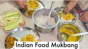 Indian Food Mukbang | ASMR Eating Show- Kadhi pakora, rice , mixveg desi food mukbang |Real Mukbang