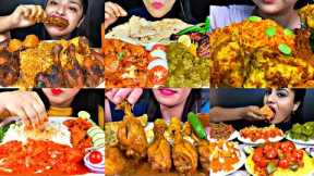 ASMR EATING SPICY CHICKEN CURRY, PALAK PANEER, BUTTER CHICKEN | INDIAN FOOD MUKBANG |Foodie India|
