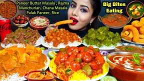 Eating Rajma Chawal,Chana,Veg Manchurian,Paneer Butter Masala Indian Street Food ASMR Eating Mukbang