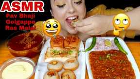 EATING INDIAN STREET FOOD | PAV BHAJI + GOLGAPPE + RAS MALAI | INDIAN FOOD ASMR
