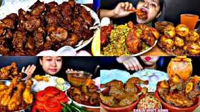 ASMR EATING SPICY CHICKEN KOSHA, EGG CURRY, DAB CHINGRI | BEST INDIAN FOOD MUKBANG/ASMR |FoodShood|