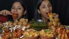 Eating Indian spicy🔥 Street Food Panipuri, Chicken Lolipop🍗,Samosa, Spicy Jhalmuri challenge😋😋😂😂