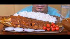 1.5 Kg Fish Masala With Extra Gravy, Rice, Red Chilli, Onion - BasAsmr Eating Show - Indian Food Eat
