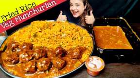 EATING MUNCHURIAN WITH FRIED RICE | INDIAN FOOD MUKBANG ASMR | CHINESE FOOD
