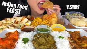 ASMR INDIAN FOOD FEAST (Eating Sounds) | Biryani Rice Pani Puri Samosa Butter Chicken | ASMR Phan