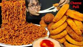Eating Blackbean Noodles, Onion Rings, Mozzarella Balls | Big Bites | Asmr Eating | Mukbang