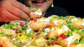 ASMR Eating Dahi Puri | Indian Street Food Eating Show | Big Bites | salivary asmr Indian mukbang