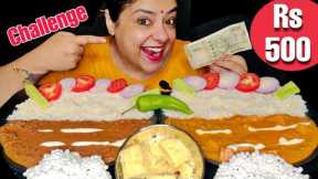 EATING Dal Makhani Rice & Matar Paneer Rice, Soan papdi | RS 500 FOOD CHALLENGE | INDIAN MUKBANG