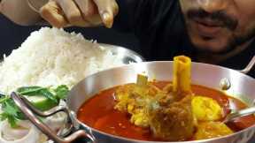 Spicy Mutton Curry Rice Eating Show Indian Food Mutton Lal jhol Vat Challenge Asmr Mukbang Egg Curry