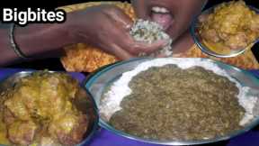 Eating Asmr/Bigbites Rice With Sarso Sag And Kofta/Real Indian Food Mukbang |