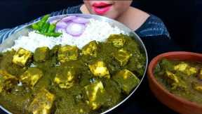 ASMR:Eating Palak Paneer+Rice | Spicy Indian Food Eating Show | ERSA ASMR