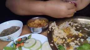 mukbang ASMR!aloo gravy! dal! rice and salad.indian food