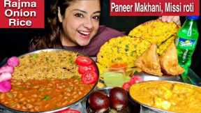 EATING Rajma Chawal, Paneer Makhani, Missi Roti, Kala Gulab Jamun, Samosa INDIAN VEG FOOD MUKBANG