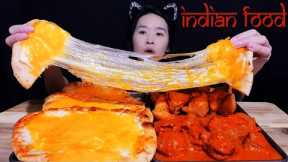 INDIAN CHEESE NAAN MUKBANG! Butter Chicken Meatballs, Samosa & Cheesy Garlic Naan - Crispy Asmr