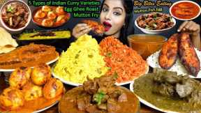 ASMR Eating Spicy Mutton Liver Curry,Dal Tadka,Fish Fry,Egg,Jeera Rice Big Bites ASMR Eating Mukbang