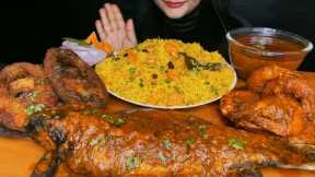 Asmr Eating Spicy Fish Curry, Prawn Masala, Veg Pulao || Indian Food Mukbang