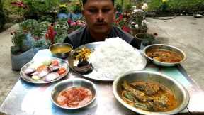 Flower Garden e Nice Lunch | Chapila Khoira Mach | Chicken Curry | Dal | Tomato Chutney