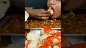 Eating Spicy Aloo Matar Samosa,Veg Momos,Chole Masala Kulche Indian Street Food ASMR Eating Mukbang