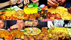 ASMR EATING KHICHURI, CHICKEN CURRY, DUM ALOO, EGG, MUTTON | BEST INDIAN FOOD MUKBANG |Foodie India|