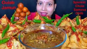 Eating Spiciest 🔥 Chole Paneer 🔥Samosa Chilli, Gulab Jamun| Huge Indian Street Food Challenge | Asmr