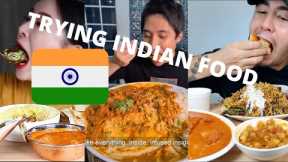 MUKBANGERS AROUND THE WORLD ✈️ TRYING INDIAN FOOD ❤️PART 1- EXTREME BIG BITES 😍