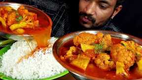Indian Food Eating Show Challange Gobi Aloo Lal Jhol Rice Eating Asmr Spicy Food Veg Thali Mukbang