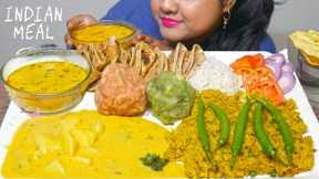 ASMR | Indian Food 🔥 Khichdi, Papad, Kadi, Paratha, Rice, Dahi Aloo, Bharta Eating Mukbang 🤤