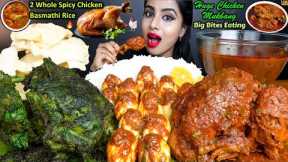 ASMR Eating Spicy Hyderabadi Whole Green Chicken Curry,Egg Curry,Rice Big Bites ASMR Eating Mukbang