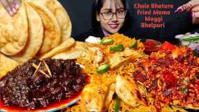 Eating Chole Bhature, Spicy Momo, Bhelpuri | Indian Street Food | Asmr Eating | Mukbang | Big Bites