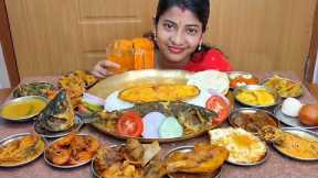 Massive Indian Food Eating - Mutton Kosha, Chicken Leg Piece, Chingri Curry, Pabda Fish, Egg Poach