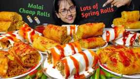 Eating lots of Spring Rolls and Malai Chap Rolls | Big Bites | Asmr Eating | Mukbang | Street Food