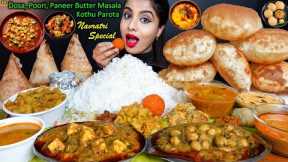 Eating Ghee Dosa,Paneer Butter Masala,Chole Bhature,South Indian Thali Street Food ASMR Eating Video