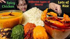 Eating Bharta, Spicy Chicken Curry, Lots of Bharta, Daal | Asmr Eating | Mukbang | Big Bites