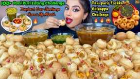 100 Spicy Pani Puri Eating Challenge🔥 - Indian Street Food ASMR Eating Mukbang