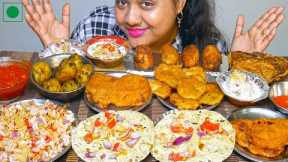 😋Eating Indian Food | Paneer Bread Pakora, Dahi Vada, Bread Cutlet, Pakode, Bhelpuri Mukbang | ASMR