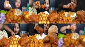 ASMR EATING SPICY WHOLE CHICKEN CURRY, EGG CURRY, BASMATI RICE | INDIAN FOOD MUKBANG |Fooding india|