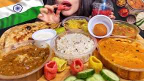 ASMR INDIAN FOOD MUKBANG (No Talking) TRYING VEGETARIAN THALI | EATING SOUNDS