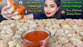 Eating 100 Spicy Momos Dumplings Eating challenge | Indian Street Food ASMR Eating Mukbang Video
