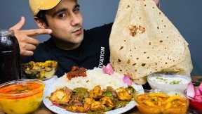 Eating Cheese Chilli, Daal Tadka, Aloo Pakora ki Sabji, Aloo Bengun With Rice & Rumali Roti | Asmr