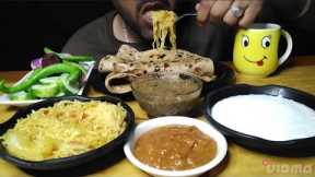 Eating Spicy 🔥 Maagi,Aloo Paratha, Dal Fry And Lahsun Chatni ( Indian Food Mukbang