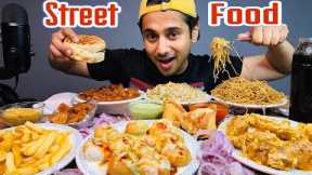 Street Food Mukbang | Manchurian, Dahi Puri, Momo’s, Fries, Noodles, Samosa, Fried Rice & Soya Chaap
