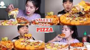 ASMR EATING SPICY SWEET POTATO PIZZA, SPAGHETTI | INDIAN FOOD MUKBANG || Spice Eating Show ||