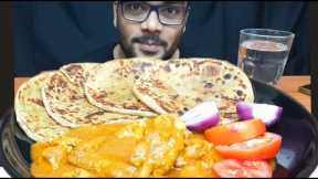 Home Made Aloo Paratha with Butter Chicken | ASMR | Mukbang | Indian Food Mukbang