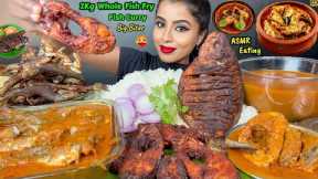 ASMR Eating Spicy Jalebi Fish Curry,Fried King Fish Fry Masala,Rice Big Bites ASMR Eating Mukbang